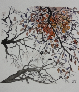 Technique mixte Encre de chine et aquarelle 20X20