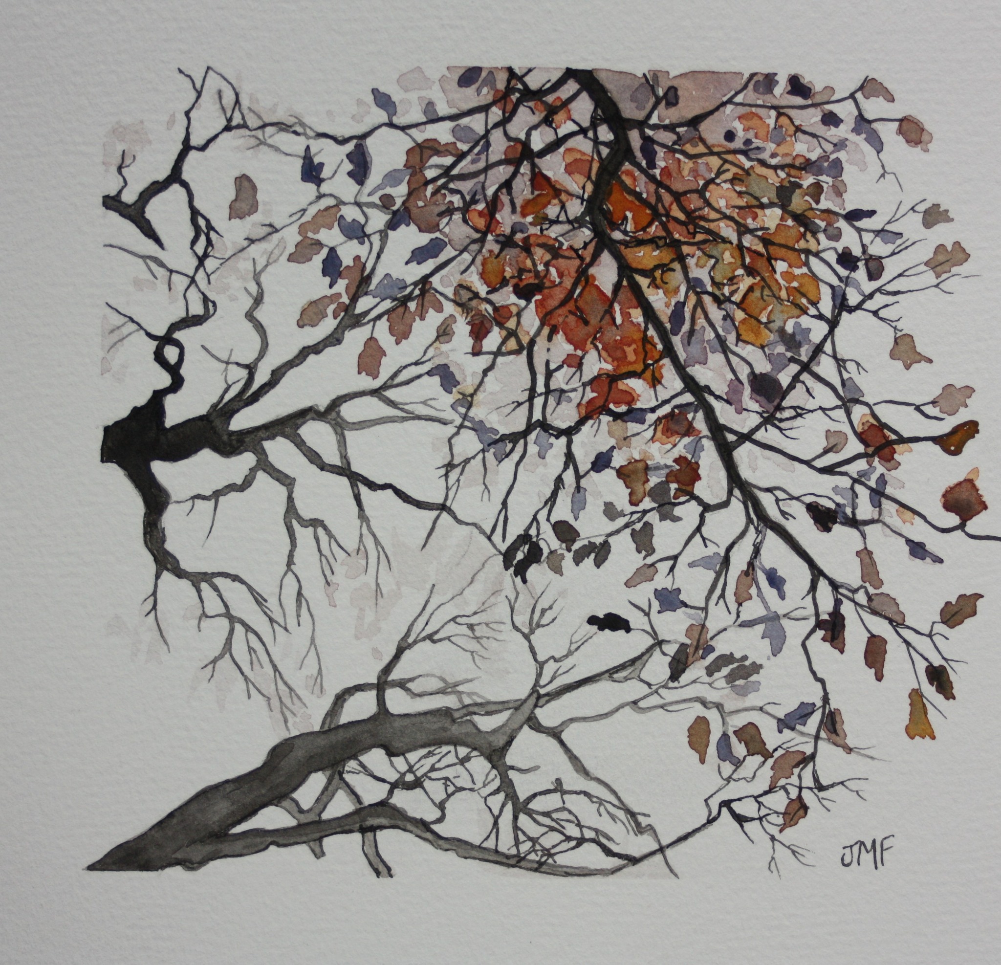 Technique mixte Encre de chine et aquarelle 20X20