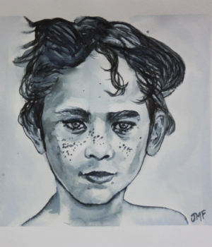 Portrait à l'encre aquarellable 2023