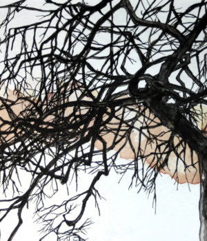 Paysage d'hiver Technique mixte Encre de chine et aquarelle 2023