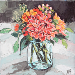 BOUQUET AU DAHLIA - 20 X 20 - (2024) (non disponible)