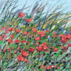 COQUELICOTS AU VENT - 20X20 - (2025) non disponible